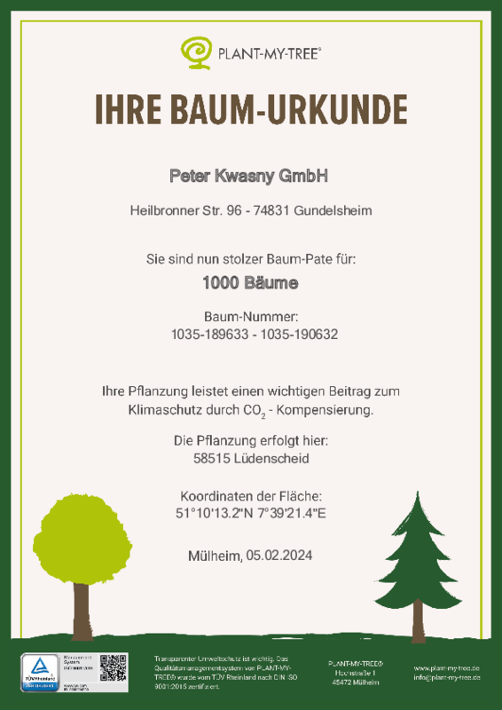 plant my tree Baumurkunde Kwasny