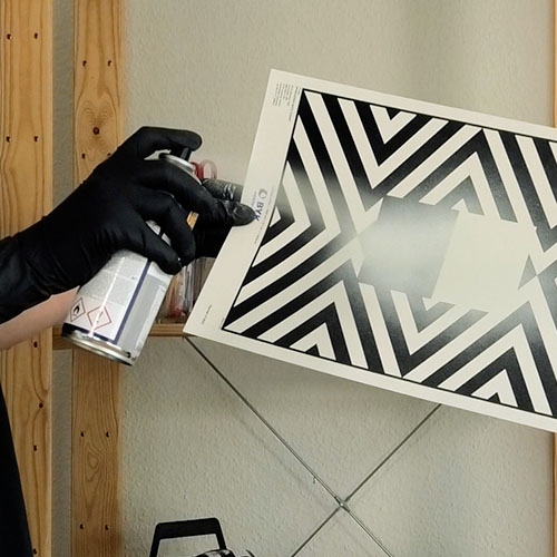 Test spray on a contrasting color card